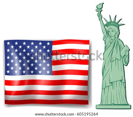 American flag and statue of liberty illustration