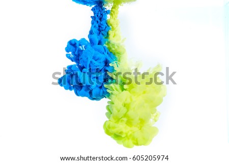 Ink swirling in water, Color drop in water photographed in motion