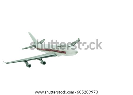 Selective focus miniature model of airplane