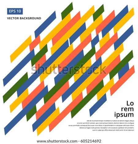 Minimalistic design, creative concept, modern diagonal abstract background Geometric element. Blue,yellow, green and orange diagonal lines & triangles. vector-stock illustration
