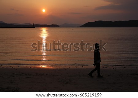  Sunset beach silhouette