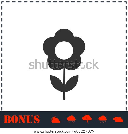 Flower icon flat. Simple vector symbol and bonus icon