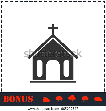 Church icon flat. Simple vector symbol and bonus icon