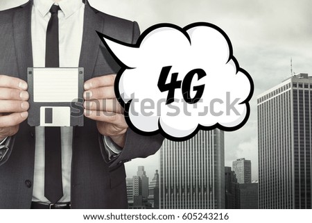 4G text on speech bubble with businessman