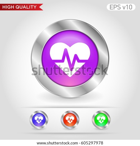 Colored icon or button of heart rate symbol with background