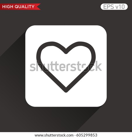 Colored icon or button of heart symbol with background