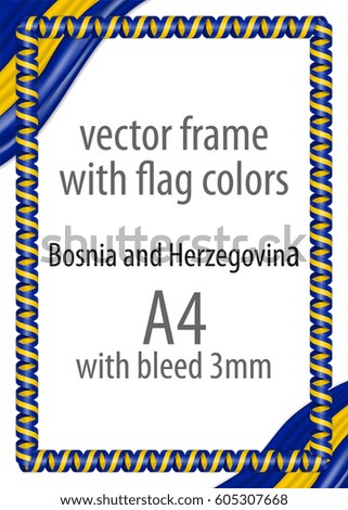 Frame and border of ribbon with the colors of the Bosnia and Herzegovina flag