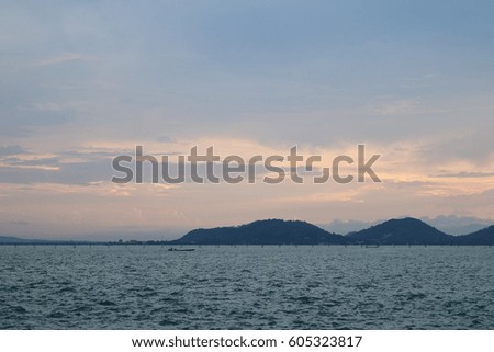 beautiful color landscape on sunset background,songkhla lake,thailand