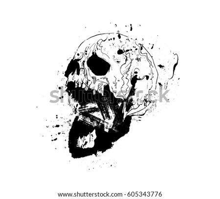 Abstract skull face t-shirt vector illustration grunge skull.