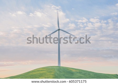 Windmill in Ardales, Malaga. Spain. Renewable energy                       