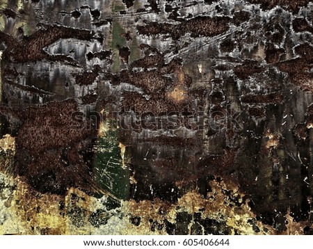 Rusted iron texture with brown, green and yellow