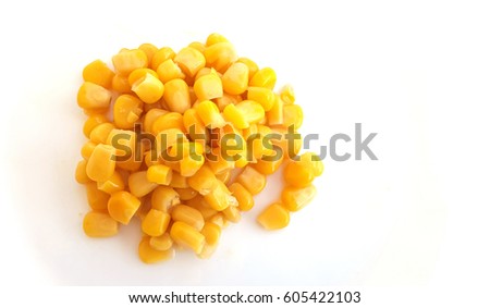 Sweet canned corn on a white background