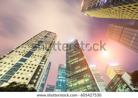 Business district with modern skyscrapers in shanghai