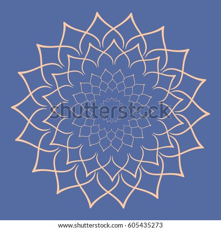Mandala ornament. Round template. Decorative element  can be used for greeting card, wedding invitation, coloring book, yoga poster. Doodle emblem.