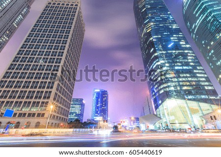 Business district with modern skyscrapers in shanghai