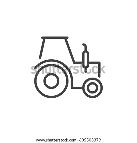 Tractor line icon, outline vector sign, linear style pictogram isolated on white. Symbol, logo illustration. Editable stroke. Pixel perfect Royalty-Free Stock Photo #605503379