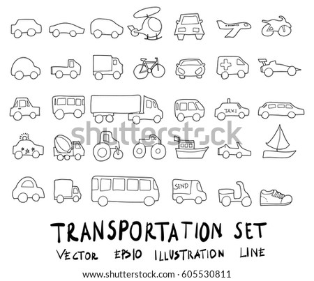 Doodle sketch car transportation icons Illustration