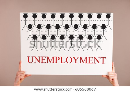 White board - blank paper with copy space for additional text and graphic of unemployment
