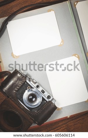 vintage photo album with 2 blank pictures