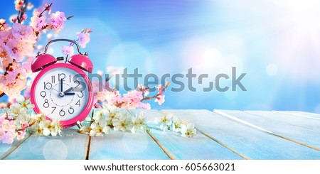 Spring Forward Time - Savings Daylight Concept 
 Royalty-Free Stock Photo #605663021