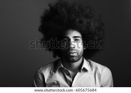 Black and white afro man