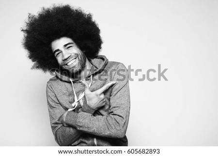 Black and white afro man