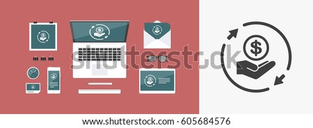 Constant exchange banking services - Vector web icon Royalty-Free Stock Photo #605684576