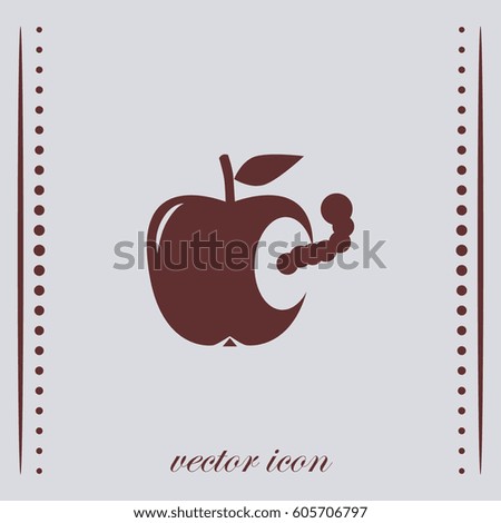Worm in apple, vector icon