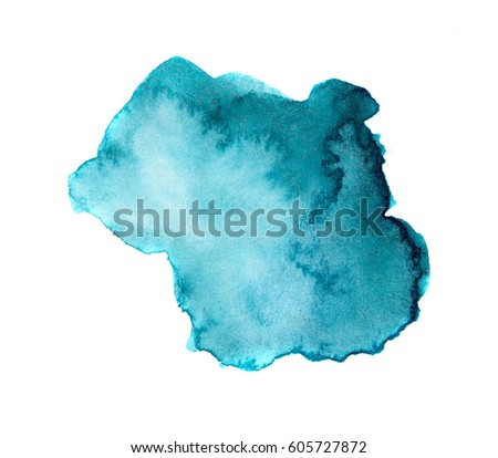 hand made abstract watercolor stain, isolated on white background