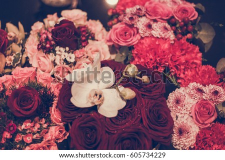 photo of bouquets with vintage matte effects