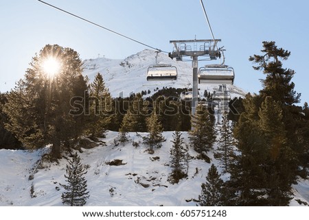 snowy mountain with chairlift in Obergurgl AUSTRIA
