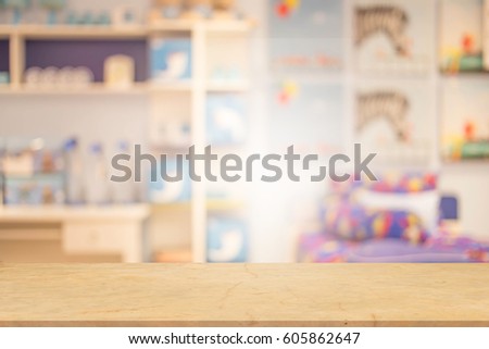 blurred photo of kid room. Royalty-Free Stock Photo #605862647