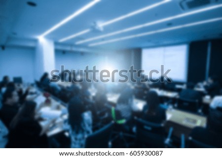 Blurred background business people forum Meeting Conference Training Learning Coaching Study Concept