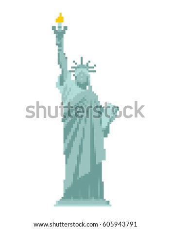 Statue of Liberty Pixel art. 8 bit landmark  America. pixelated Sculpture Architecture USA