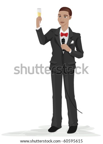 The Best Man Proposing a Toast for the Newlyweds - Vector