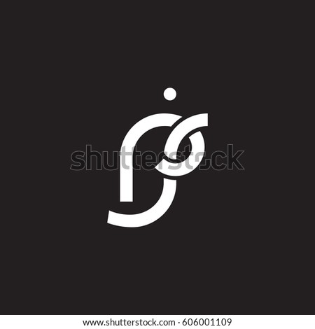 Initial letters rj, round overlapping chain shape lowercase logo modern design white black background