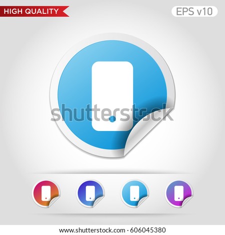 Colored icon or button of smartphone symbol with background