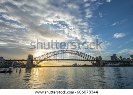 Sunrise from Sydney Harbor bridge.