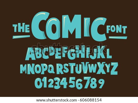 Vector of modern comical font and alphabet
