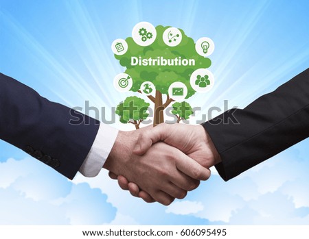Technology, the Internet, business and network concept. Businessmen shake hands: Distribution