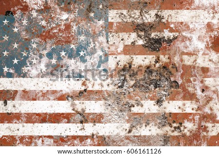 Usa flag on old background