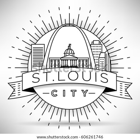 Minimal St. Louis Linear City Skyline with Typographic Design