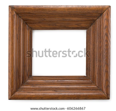 Massive wooden frame, dark brown square wood border.
