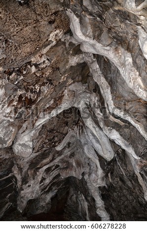 The texture of the wall of the cave, the cave Kadjenica, Serbia 