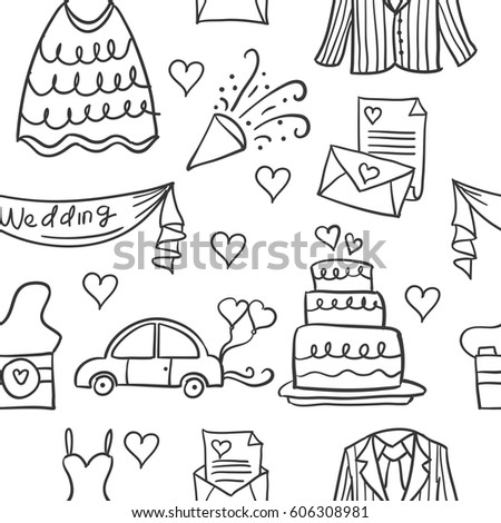 Collection of element wedding doodles