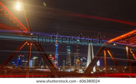 Shanghai night outside the white bridge