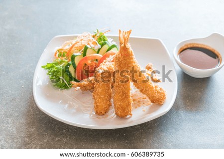 fried shrimp with tonkatsu sauce - japanese  food style