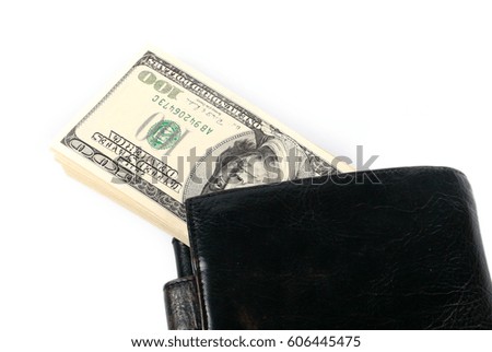 Paper dollar bills in a leather wallet as an element of conservation and trade system
