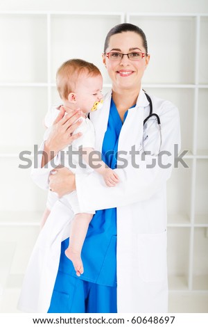 friendly female pediatrician and baby girl