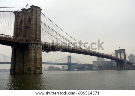 picture of the Brooklyn bridge,viewed from Manhattan, New York,USA.